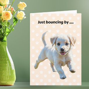 Cute Bouncing Puppy with Paw Prints Get Well Card