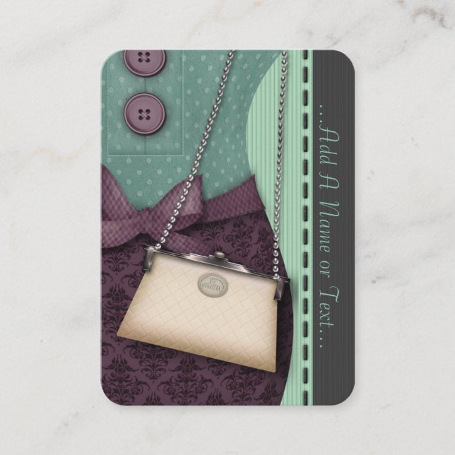 Cute Boutique Retro Outfit and Handbag Business Card (Front)
