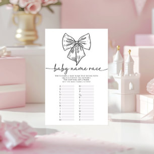 Cute Bow Baby Name Race Coquette Girl Shower Game