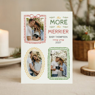 Cute Bow Christmas Photo Pregnancy Announcement