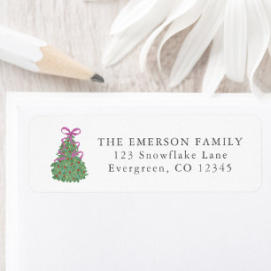 Cute Bow Christmas Tree Return Address label