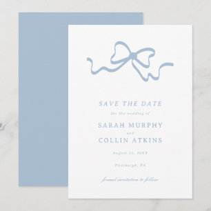 Cute Bow Demure Save the Date Invitation