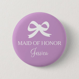 Cute bow maid of honour button for wedding party