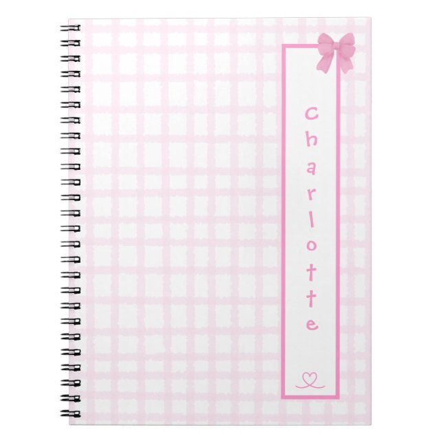 Cute Bow Pastel En vichy Carnet rose (Devant)