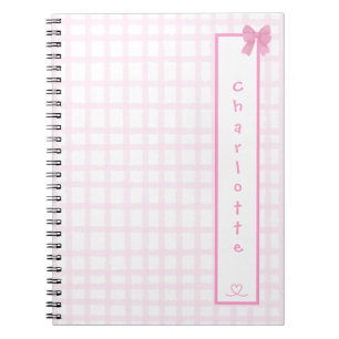 Cute Bow Pastel Pink Gingham Notebook