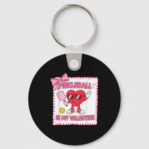 Cute bow pickleball is valentines day pickleball keychain