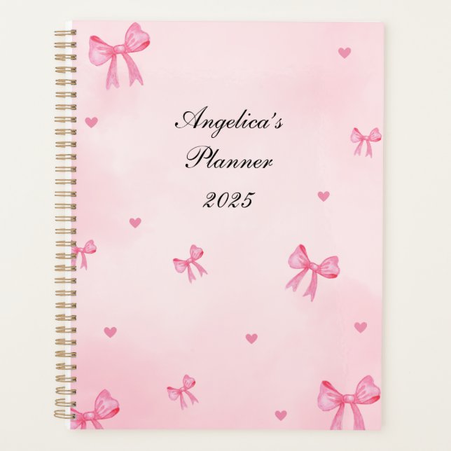  Cute bow print personalized planner (Front)