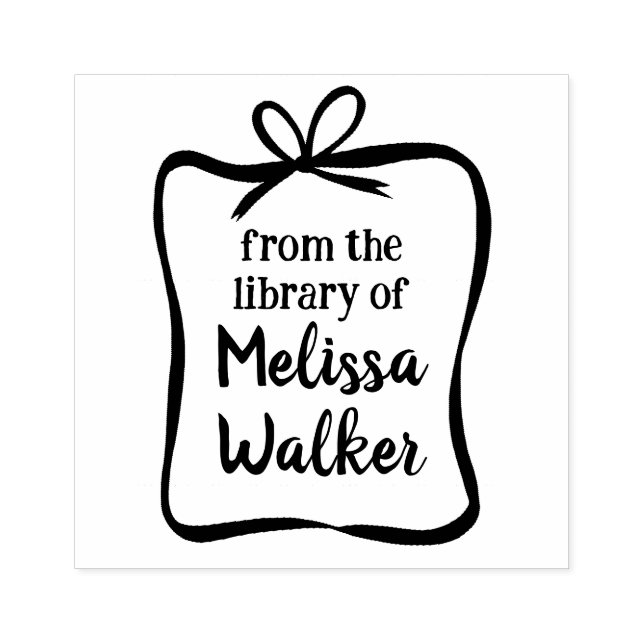 Cute Bow Ribbon Frame CUSTOM Add Your Own Text  Rubber Stamp (Imprint)