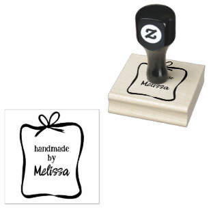 Cute Bow Ribbon Frame CUSTOM Add Your Own Text  Rubber Stamp