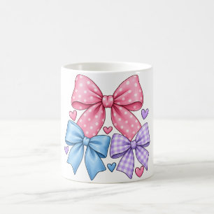 Cute Bow Ribbon Pattern – Pink Blue & Purple Bow  Coffee Mug