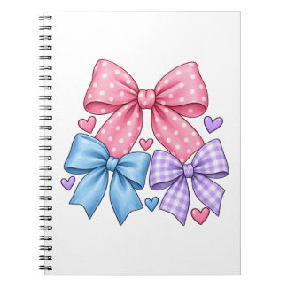 Cute Bow Ribbon Pattern – Pink Blue & Purple Bow Notebook