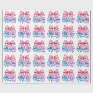 Cute Bow Ribbon Pattern – Pink Blue & Purple Bow Wrapping Paper