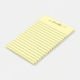 Cute Bow Signature Name Black Line Cream Post-it Notes