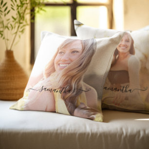 Cute Bow Signature Name Throw Pillow