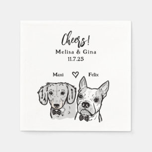 Cute Bow Tie Dachshund Boston Terrier Dog Wedding Napkin