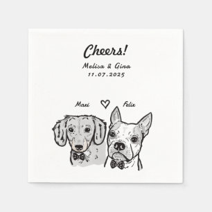 Cute Bow Tie Dachshund Boston Terrier Dog Wedding Napkin