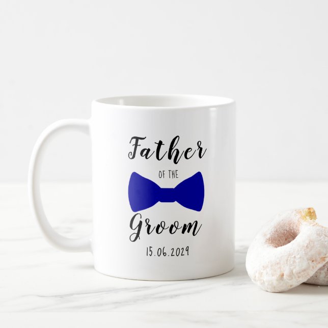 Cute Bow Tie Father of the Groom Personalized Coffee Mug (With Donut)