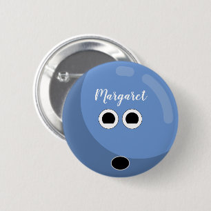 Cute Bowling Ball w/ Fancy Script Lettering Name 2 Inch Round Button
