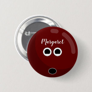 Cute Bowling Ball w/ Fancy Script Lettering Name 2 Inch Round Button