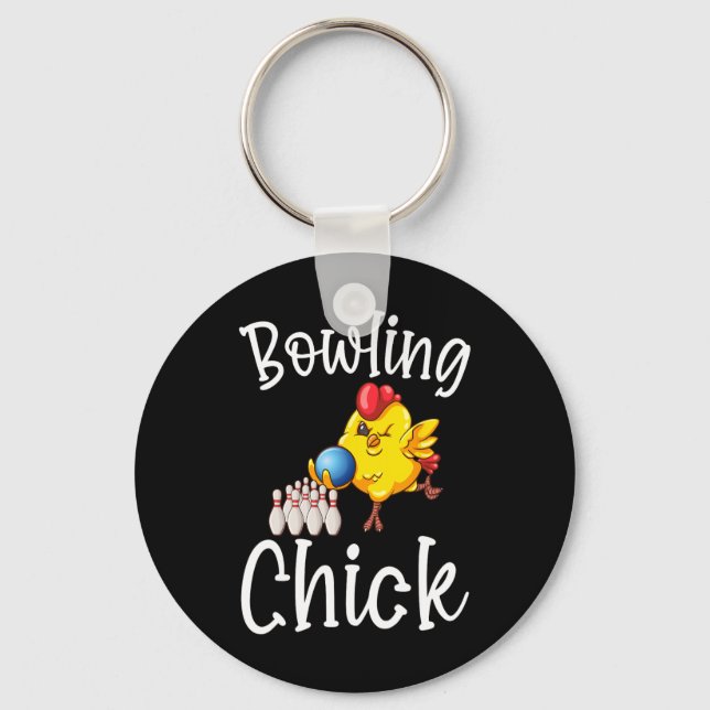 Cute Bowling Chick Funny Bowler Bowl Game Enthusia Keychain (Front)