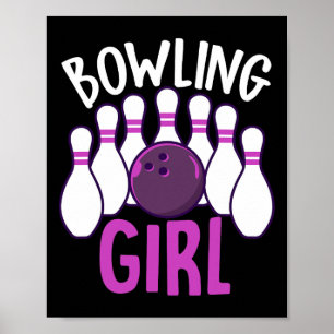 Cute Bowling Girl Funny Bowler Enthusiast Outfit W Poster