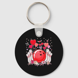 Cute Bowling Ll Valentine Heart Lover Player Bowle Keychain