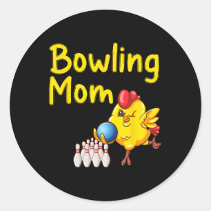 Cute Bowling Mom Funny Bowler Bowl Game Enthusiast Classic Round Sticker
