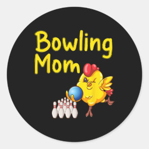 Cute Bowling Mom Funny Bowler Bowl Game Enthusiast Classic Round Sticker