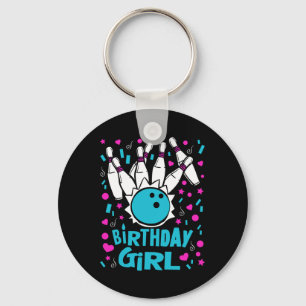 Cute Bowling Party Birthday Girl Kids Pins Bowler Keychain