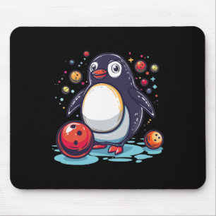 Cute Bowling Penguin Mouse Pad