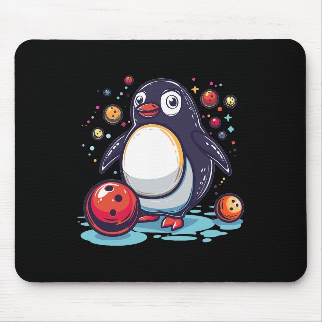 Cute Bowling Penguin  Mouse Pad (Front)