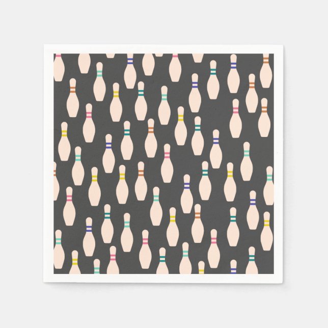 Cute Bowling Pins Paper Napkins (Front)