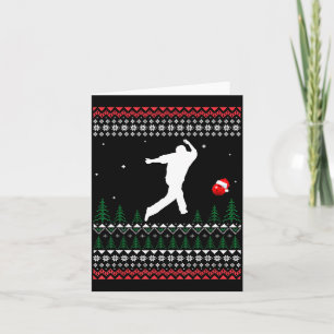 Cute Bowling Player Santa Claus Hat Ugly Christmas Card