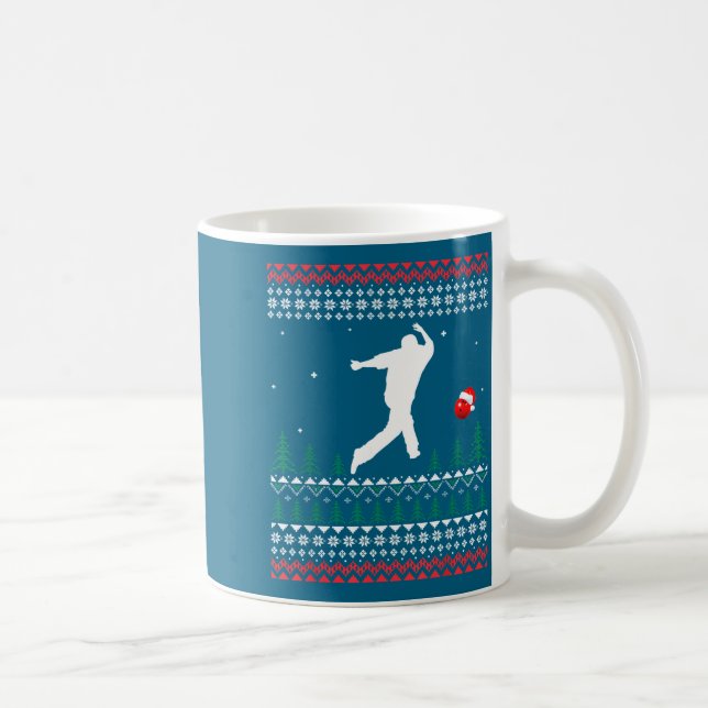 Cute Bowling Player Santa Claus Hat Ugly Christmas Coffee Mug (Right)