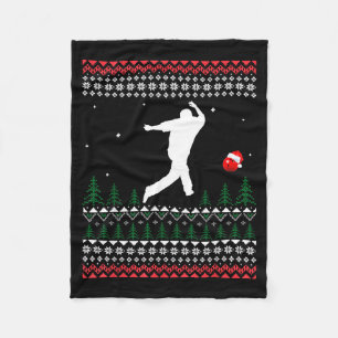 Cute Bowling Player Santa Claus Hat Ugly Christmas Fleece Blanket