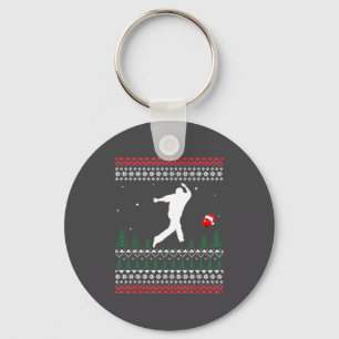Cute Bowling Player Santa Claus Hat Ugly Christmas Keychain