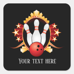 cute bowling sports add text square sticker