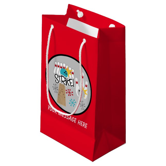 Cute bowling strike party small gift bag (Front Angled)