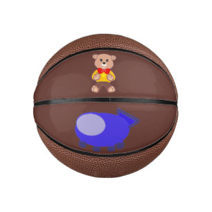 Cute Bowtie Teddy Bear Blue Spaceship Basketball