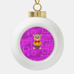 Cute Bowtie Teddy Bear   Ceramic Ball Christmas Ornament