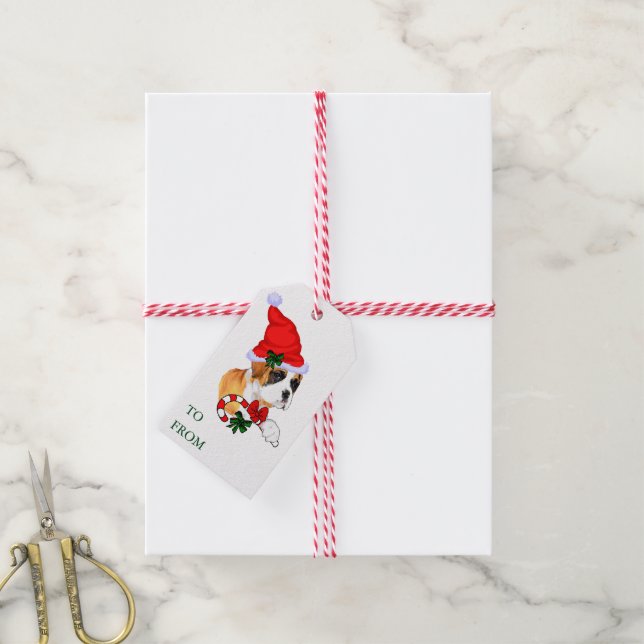 Cute Boxer Dog Christmas Gift Tags (With Twine)