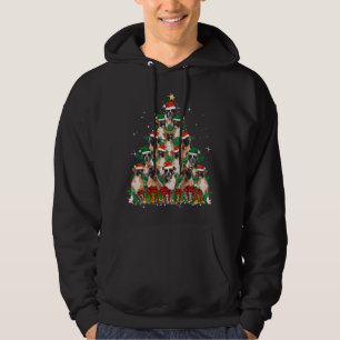 Cute Boxer Dog Christmas Tree Family Xmas Pajama M Hoodie