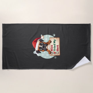 Cute Boxer dog Dog Christmas Nice Tried my Best  ( Beach Towel