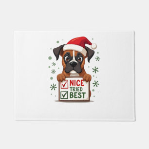 Cute Boxer dog Dog Christmas Nice Tried my Best ( Doormat