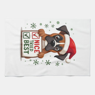 Cute Boxer dog Dog Christmas Nice Tried my Best  ( Kitchen Towel