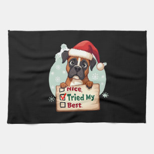 Cute Boxer dog Dog Christmas Nice Tried my Best ( Kitchen Towel