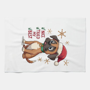 Cute Boxer dog Dog Christmas Nice Tried my Best ( Kitchen Towel