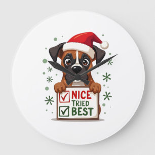 Cute Boxer dog Dog Christmas Nice Tried my Best ( Large Clock