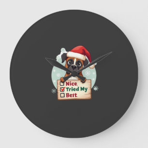 Cute Boxer dog Dog Christmas Nice Tried my Best  ( Large Clock