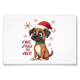 Cute Boxer dog Dog Christmas Nice Tried my Best ( Photo Print